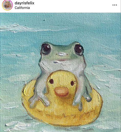 Savio Falcone, Coquette Animals, Whimsical Creatures, Animals Painting, Frog Art, Cute Canvas, Cute Paintings, Arte Inspo, Dessin Adorable