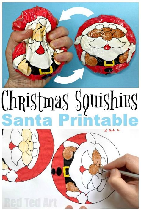 How to make a Squishy from Paper - DIY Christmas Squishies. Includes free Santa Squishy Printable! #Christmas #Squishy #printable #paper #santa Squishy Printable, Printable Squishy, Candy Cane Slime, Paper Diy Christmas, Homemade Fidget, Squishy Diy, Homemade Squishies, Crafts By Season, Red Ted Art