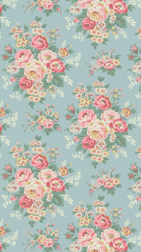 Pink And Blue Wallpaper, Wallpaper Iphone Vintage, Vintage Wallpaper Patterns, Flower Print Pattern, Blue Flower Wallpaper, New Wallpaper Iphone, Pink Wallpaper Backgrounds, Vintage Flowers Wallpaper, Trendy Wallpaper