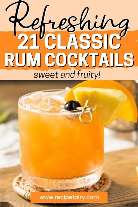 Explore a diverse range of rum cocktails that cater to every palate and occasion! From fruity and tropical concoctions perfect for poolside sipping to bold and flavorful options like the Rum Old Fashioned, there's something for everyone. Whether you prefer light or dark rum, get ready to elevate your cocktail game with these delicious recipes! Dark Rum Cocktails, Rum Old Fashioned, Rum Cocktail Recipes, Old Fashioned Drink, Light Rum, Rum Cocktails, Rum Drinks, Rum Cocktail, Dark Rum