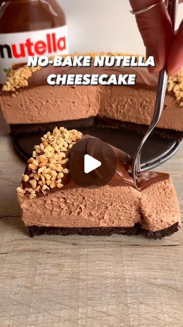 Yum Factor Recipes on Instagram: "No Bake Nutella Cheesecake....
All you need is:
Base
- 26 (290g) Oreo's, finely crushed
- 90g unsalted butter, melted

Cheesecake
- 400ml double cream
- 500g cream cheese
- 450g Nutella
- 80g icing sugar

Topping
- 150g Nutella
- 3-4 tbsp chopped roasted hazelnuts

😋 Follow us for more amazing recipes!
❤️ Do Like & Share with your foodie friends....

#cake #cakelove #cakelove #cakelover #cakeporn #cheesecake #cheesecakelove #cheesecakes #cheesecakelovers #cheesecakefactory #cheesecakerecipe #oreocheesecake #oreocookies #oreos #oreocake #oreo #nutellacake #nutellalovers #nutella #nutellalove #chocolatecake #chocolatedessert #chocolate #food #trending #instagram #yummy #foodjourney" Factor Recipes, No Bake Nutella Cheesecake, Roasted Hazelnuts, Baked Caramel, Cheesecake Lovers, Nutella Cheesecake, Nutella Cake, Friends Cake, Double Cream