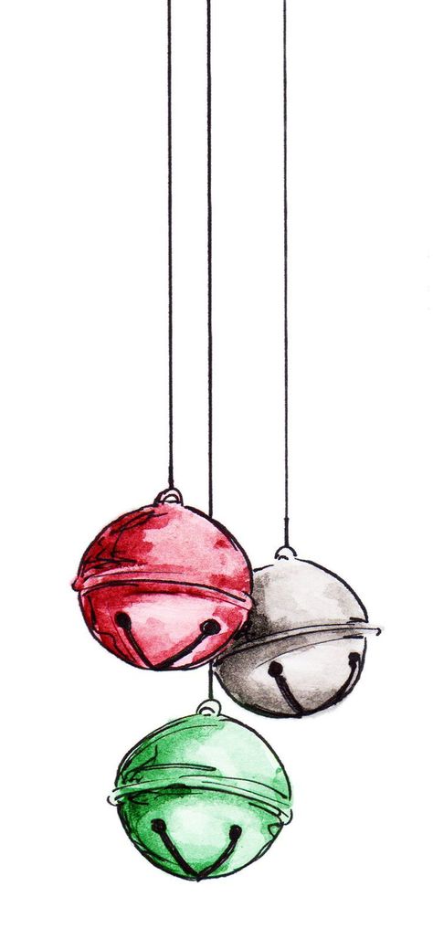 Well, they're actually grey bells. Just a quick little watercolor, which of course I'll share with ya :) Right-click to view full s... Christmas Card Art, Watercolor Christmas Cards, Polar Express, 수채화 그림, Silver Bells, Christmas Drawing, Christmas Paintings, Holiday Art, Christmas Watercolor