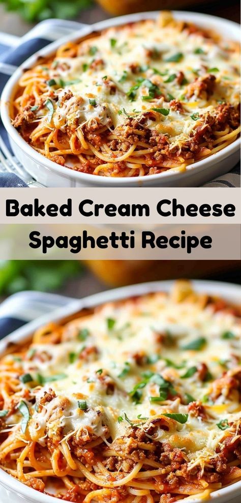 Looking for dinner ideas? Try our Baked Cream Cheese Spaghetti! This easy dinner recipe combines pasta with creamy cheese, making it one of the best spaghetti recipes easy to prepare. Best Spaghetti Recipes, Baked Spagetti, Best Spaghetti Recipe, Baked Cream Cheese, Spaghetti Pie Recipes, Cream Cheese Spaghetti, Easy Baked Spaghetti, Spaghetti Casserole Recipe, Baked Cream Cheese Spaghetti