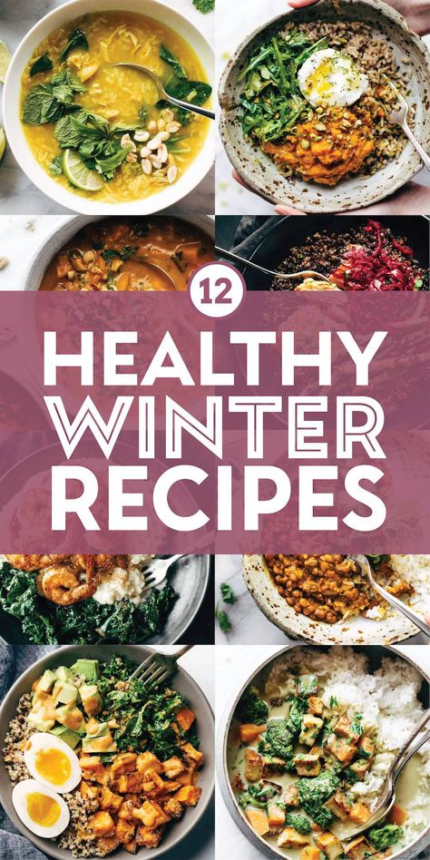 12 Healthy Winter Recipes! Winter is all about the rich soups, creamy casseroles, and luxurious pastas, but sometimes you just need a major burst of something fresh and healthy, you know? Here are our favorite winter recipes that are both comforting AND healthy. #healthy #winterrecipe #cozy Healthy Winter Recipes, Winter Lunch, Healthy Winter Meals, Winter Meals, Winter Dinner Recipes, Winter Dinner, Uk Images, Winter Recipes, Winter Food