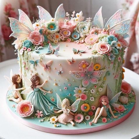 Fairy Birthday Cake Ideas, Fairytale Birthday Cake, Fairytale Cake, Masha Cake, Fairy Garden Cake, Fairy Birthday Cake, Decorative Cakes, Unique Birthday Cakes, Fantasy Cake