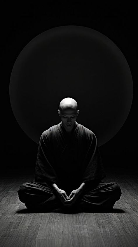 Photography of monk sports black adult. | premium image by rawpixel.com Dark Black And White Photography, Dark Yoga Aesthetic, Monk Mode Wallpaper, Meditation Wallpaper Iphone, Meditation Aesthetic Photography, Iphone Wallpaper Zen, Monk Wallpaper, Meditating Aesthetic, Buddhist Aesthetic