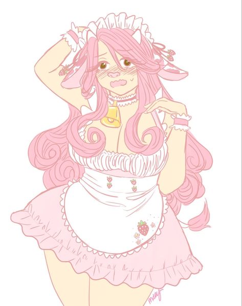 Strawberry Cow Cosplay, Strawberry Milk Outfit, Strawberry Cow Outfit, Anime Milk, Strawberry Milk Cow, Female Orc, Strawberry Outfit, Cow Outfits, Anime Pixel