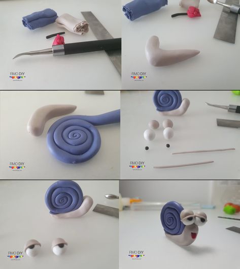 polymer clay snail tutorial diy step by step do it yourself snail how to make a clay snail Polymer Clay Snail Tutorial, Polymer Clay Figures Easy Step By Step, Polymer Clay Snails, Polymer Clay Animals Step By Step, Snail Activities, Snail Clay, Clay Snails, Polymer Clay Snail, Helen Doron