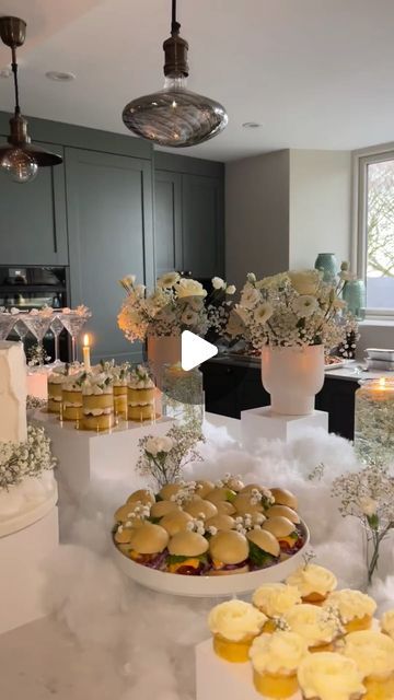 Craving Canapes | CC on Instagram: "The dreamiest ‘On cloud nine’ bridal shower set up ☁️🤍💍  #oncloudnine #bridalshower #bridalshowerideas #bridalshowerdecor #creativecatering #desserttable #bride #wedding #bridetobe #bridalshowercake #foodstyling" On Cloud 9 Dessert Table, Bridal Shower Set Up Ideas Food Tables, Cloud Table Decor, Bridal Shower Set Up Decor, January Bridal Shower Ideas, On Cloud Nine Bridal Shower Theme, Bridal Shower Food Table Display, Baby Shower Food Display, Cloud Dessert