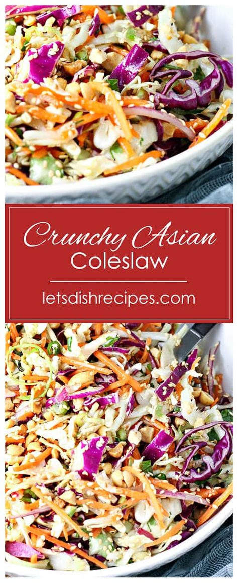 Fresh Crunchy Salad, Chinese Slaw Salad Asian Coleslaw, Coleslaw Crunch Salad, Thai Coleslaw Recipe Asian Slaw, Crunchy Coleslaw Salad, Easy Asian Coleslaw Recipe, Asian Side Salad Recipes, Asian Cabbage Slaw Recipes, Thai Slaw Recipe