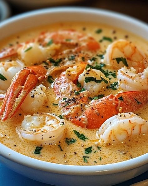 Crab Shrimp And Lobster Bisque, Shrimp And Lobster Cheddar Bay Pot Pie, Cooktop Cove Crab And Shrimp Seafood Bisque, Shrimp And Crab Cocktail, Shrimp Bisque Pasta, Lobster Shrimp Bisque, Creamy Crab And Seafood Bisque, Seafood Soup With Crab And Shrimp, Seafood Bisque Soup