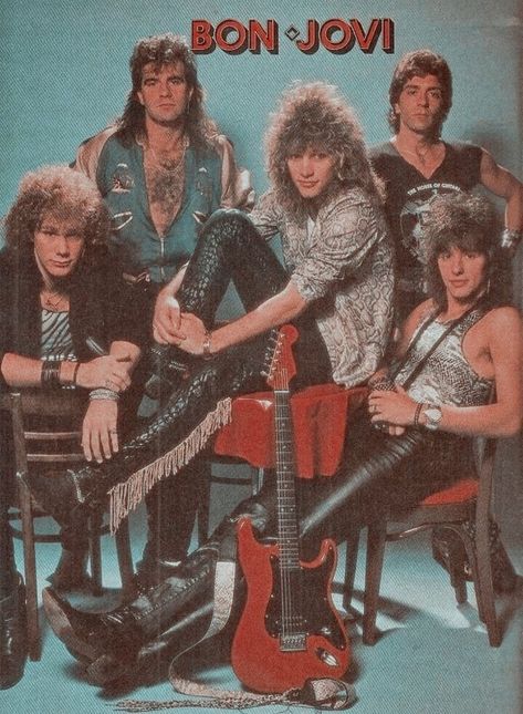 80s Posters, Bon Jovi 80s, 80s Rock Bands, Rock Band Posters, 80s Rock, Band Wallpapers, Journal Vintage, Glam Metal, Rock Posters