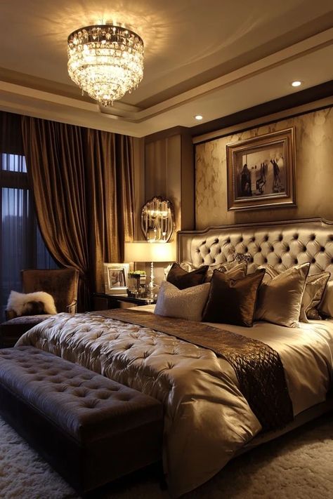 "Add a touch of Hollywood glam to your bedroom with Glamorous Decor! 🛏️✨ A great way to create a sophisticated and stylish sleep environment. 🌿✨ #GlamourDecor #BedroomInspiration #HollywoodDesign" Royal Luxury Bedroom Design, Bed Peace, Hollywood Bedroom, Mansion Bedroom, Restful Bedrooms, Personalized Bedroom, Luxe Bedroom, Bedroom Ambiance, Glam Bedroom