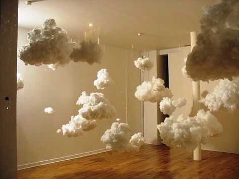 Fake clouds Cottage Pool, Everest Vbs, Pool Plants, Hanging Clouds, Paper Lanterns Diy, Paper Lanterns, Handmade Home Decor, Handmade Home, Winter Decor