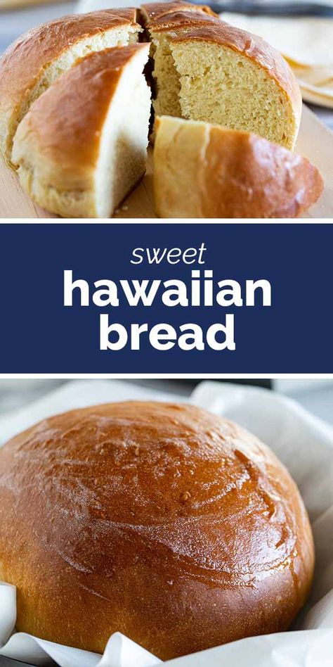 Soft and slightly sweet, this Hawaiian Bread is the perfect side dish to any Hawaiian meal. Serve it up as a side with butter, and save a loaf for French toast the next day! Hawaiin Bread, Sweet Bread Recipe, Hawaiian Sweet Breads, Hawaiian Bread, Hot Bread, Yeast Breads, Hawaiian Food, Bread Machine Recipes, Bread Recipes Sweet