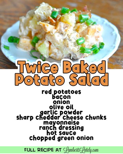 Twice Baked Potato Salad, Salad With Cheddar Cheese, Baked Potato Salad Recipe, Recipe With Cheese, Instant Pot Freezer Meals, Mom Breakfast, Twice Baked Potato, Baked Potato Salad, Different Salads