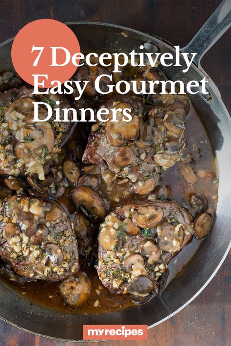 Looking for dinner ideas? Try cooking these quick and easy gourmet dinner recipes. From beef tenderloin to chicken cordon bleu, these are the best dinner recipes to cook for an easy weeknight dinner recipe, dinner party, or date night. Easy Gourmet Dinners, Dinner Party Recipes Main, Easy Fancy Dinner Recipes, Easy Fancy Dinner, Dinner Party Main Dish, Easy Entertaining Dinner, Dinner Party Main Course, Dinner Party Entrees, Gourmet Dinners