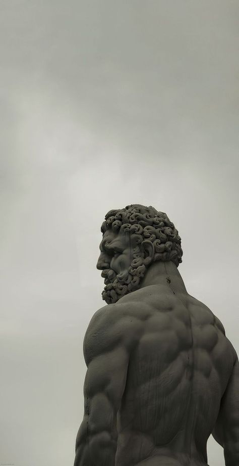 Greek Gods Wallpaper Aesthetic, Greek God Wallpaper Aesthetic, Greek God Sculptures, Hercules Statue, Aesthetic Statue, Greek Mythology Statue, Gym Wallpaper, Ancient Greek Sculpture, Greek Statues