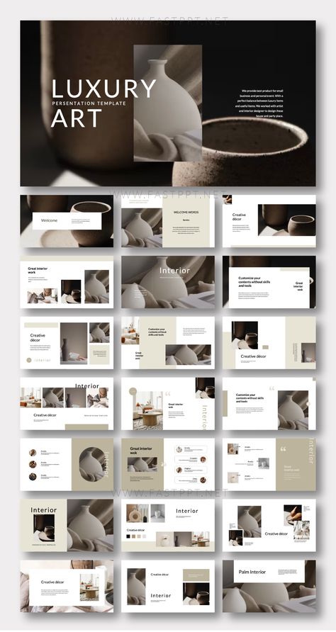 Creative Modern Interior Design Powerpoint Template, Property Catalogue Design, Elegant Powerpoint Templates, Luxury Presentation Layout Design, Luxury Powerpoint Template, Luxury Brand Presentation, Modern Elegant Graphic Design, Branding Presentation Template, Luxury Portfolio Design