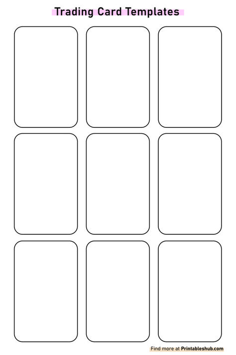 Free Printable Blank Trading Card Template PDF Blank Playing Cards Template, Game Cards Template, Playing Card Template Free Printable, Free Card Template, Coloring Cards Printable, Game Card Design Template, Trading Cards Design Ideas, Card Templates Printable Free Downloads, Business Card Template Free Printables