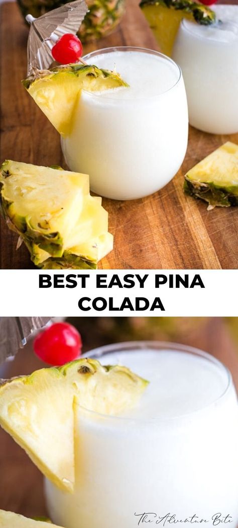 Easy Pina Colada Recipe, Colada Drinks, Coconut Rum Drinks, Pina Colada Cocktail, Rum Drinks Recipes, Pina Colada Recipe, Malibu Coconut, Pina Coladas, Coconut Drinks