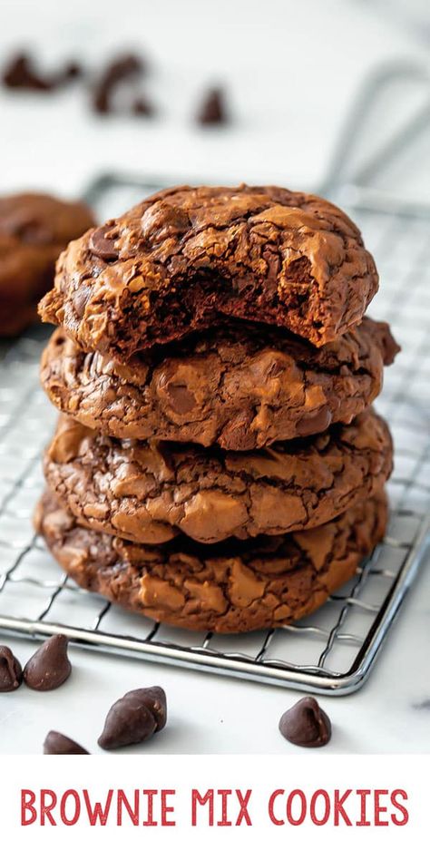 Brownie Mix Cookies 2 Ingredient Brownie Cookies, Cookies With Brownie Mix Easy, Brownie Mix Ideas Things To Do With, Box Brownies Cookies, Brownie Mix Cool Whip Cookies, Chocolate Cookies From Brownie Mix Recipes, Brownie Cookies From Mix Boxes Ghiradelli, Cookie Brownie Recipe Boxes, Brownie Mix Add Ins Boxes