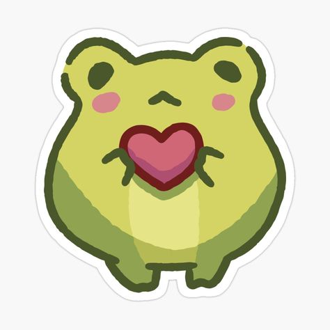 Get my art printed on awesome products. Support me at Redbubble #RBandME: https://www.redbubble.com/i/sticker/Cute-frog-with-heart-by-littlepolart/160139430.EJUG5?asc=u Cute Green Stickers, Random Stickers Printable, Karma Sticker, Stickers Printable Aesthetic, Cute Stickers Printable, Frog Stickers, Green Stickers, Sticker Heart, Homemade Stickers