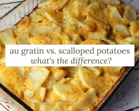 Au Gratin vs Scalloped Potatoes - What’s the Difference? - Just A Pinch Scalloped Potatoes With Bacon, Au Gratin Potatoes, Gratin Potatoes, Au Gratin Recipes, Potato Dinner, Classic French Dishes, Scalloped Potato Recipes, Potatoes Au Gratin, Just A Pinch Recipes