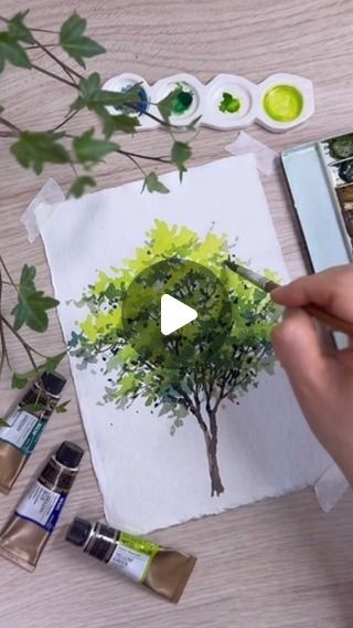 Diy Watercolor Cards, Fall Landscape Painting, Landscape Painting Watercolor, Oil Painting Lessons, Fall Canvas Painting, Tree Watercolor Painting, Watercolor Nature, Learn Watercolor Painting, Watercolor Art Landscape