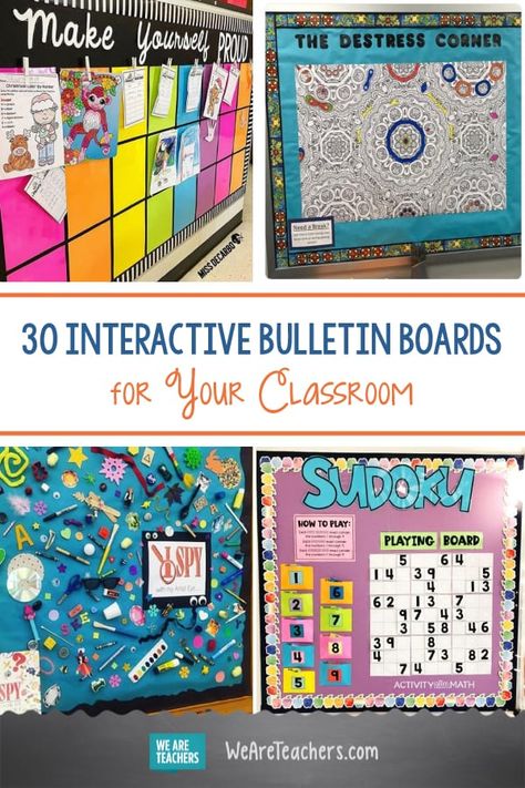 30 Interactive Bulletin Boards That Will Engage Students at Every Level Middle School Bulletin Boards, October Bulletin Boards, Calendar Bulletin Boards, Math Bulletin Boards, Work Bulletin Boards, Art Bulletin Boards, Interactive Bulletin Boards, Level 42, Interactive Bulletin Board