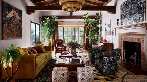 Inside Rainn Wilson’s Idyllic Spanish-Style Hacienda | Architectural Digest California Spanish Style Interior, Style Hacienda, Saltillo Tile Floor, Rainn Wilson, Saltillo Tile, Vault Doors, Green Acres, Steel Windows, Spanish Style Homes