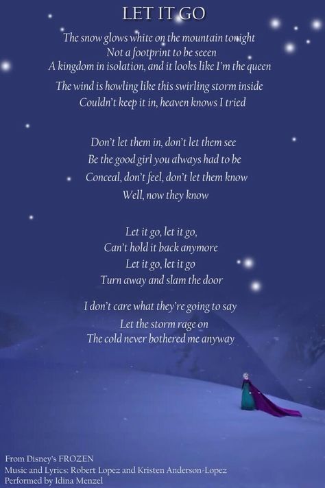 Let it go-Demi Frozen Song Lyrics, Frozen Song, Let It Go Song, Disney Song Lyrics, Let It Go Frozen, Let It Go Lyrics, Love Is An Open Door, Disney Song, Frozen Songs