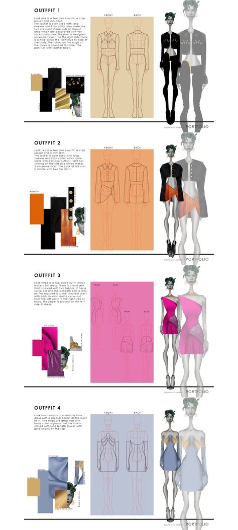 Research Board Fashion Portfolio Layout, Collection Board Fashion Illustration, Fashion Styling Portfolio Ideas, Digital Fashion Sketchbook, Fashion Project Layout, Fashion Sketches Portfolio, Fashion Portfolio Illustration, Fit Portfolio Mix And Match, Fashion Illustration Portfolio Ideas