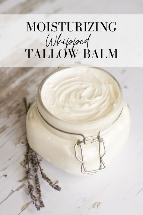 creamy whipped tallow balm in jar with dried lavender Tallow Lotion, Tallow Recipe, Whipped Tallow Balm, Essential Oil Combos, Whipped Tallow, Tallow Balm, Tallow Soap, Balm Recipe, Diy Body Butter