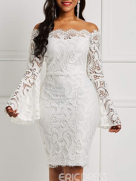 Gaun Koktail, Off Shoulder Lace Dress, Lace Gown Styles, Short African Dresses, African Fashion Skirts, Lace Dress Styles, African Wear Dresses, Afrikaanse Mode, African Lace Dresses