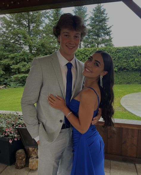 Blue Hoco Couple, Royal Blue Prom Couple, Blue Prom Couple, Hoco Couple Outfits, Prom Prep, Couples Prom, Royal Blue Prom Dress, Prom Goals, Royal Blue Prom