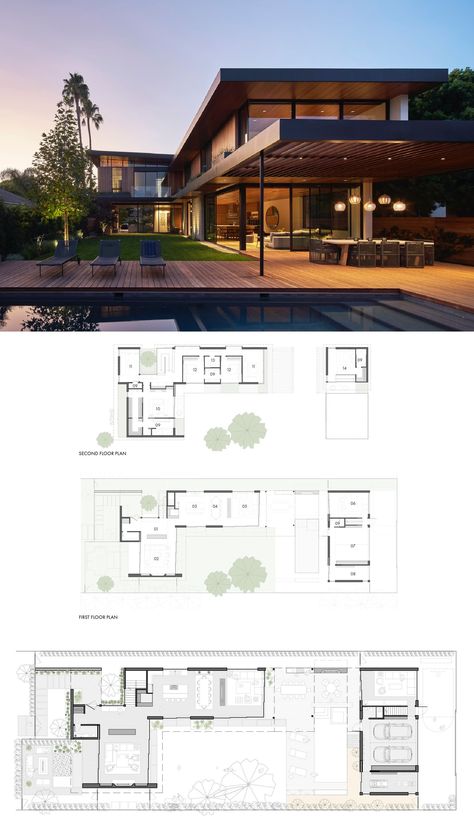 Modern Architecture Floor Plans, House With Two Floors, Venice Beach House Interior Design, Modern Courtyard House Plans, Modern Village House Design Plan, Architect Plans House, Floor Plans Beach House, Architecture Beach House, Modern House Design With Floor Plan