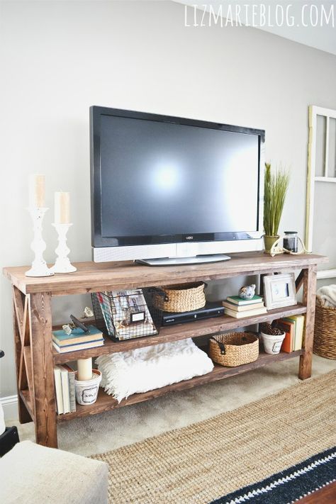 Diy Farmhouse Entertainment Center, Dream Apartments, Rustic Tv Console, Pallet Tv, Tv Ideas, Tv Consoles, Tv Stand Decor, Tv Stand Designs, Diy Tv Stand