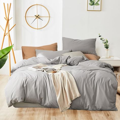 PRICES MAY VARY. 【HIGH QUALITY＆DURABLE CONSTRUCTION】 This silver grey comforter is filled with whole-piece superior microfiber, so this comforter is soft and durable. High quality fabric through unique printing and weaving technology makes this product resistant to fading, breathable and lightweight. 【3 Pcs Twin Comforter Sets】 1 x twin comforter (68" x 90'') and 2 x standard pillowcases (20" x 26"). 【ADD WARM TO YOUR HOME】 Available for all seasons.Pure grey quilt is soft and comfortable,bring Gray Bed Spread, Gray Comforter Bedroom, Light Gray Bedding, Grey Comforter Bedroom, Twin Men, Grey Blankets, Light Grey Bedding, Gray Comforter, Bedding Comforter Sets