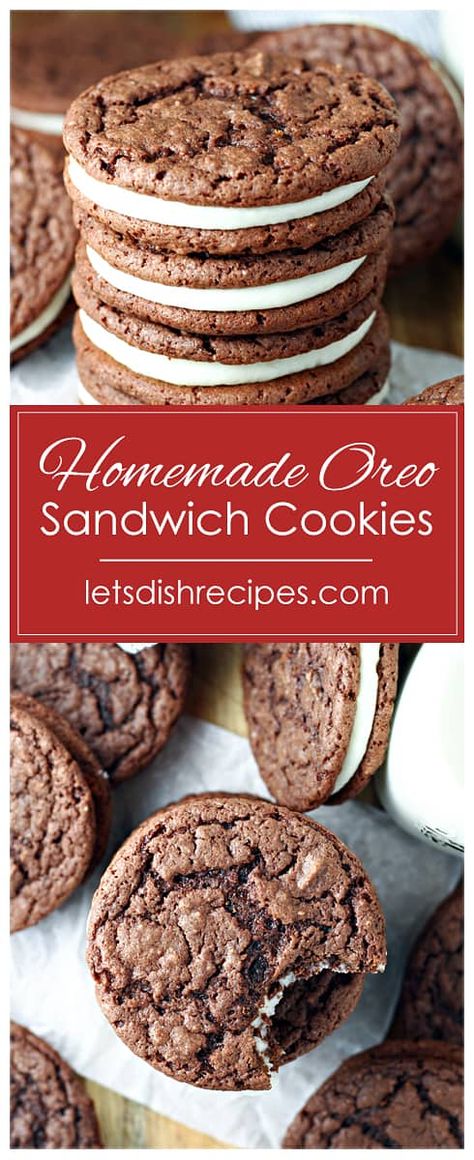 Devils Food Cookie Recipe, Cookies And Cream Sandwich Cookies, Creme Filling For Cookies, Sandwich Cookies Chocolate, Homemade Oreo Cookies Devils Food Cake, Cream Cheese Cookie Sandwich, Chocolate Sandwich Cookie Recipes, Cookie With Filling Recipes, Easy Sandwich Cookies