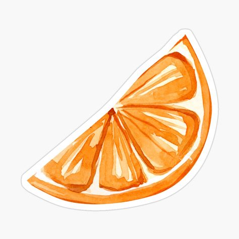 Fruit Slices Drawing, Orange Slice Watercolor, Painted Orange Slice, Orange Slices Watercolor, Orange Fruit Watercolor, Orange Slice Art, Orange Fruit Sticker, Orange Slices Aesthetic, Fruit Stickers Printable