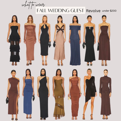 Fall Wedding Guest Dress from Revolve, Formal Dress, Fall Colors, Womens Outfits Formal Attire Women Dress Revolve, Elegant Fall Maxi Dress For Semi-formal Occasions, Wedding Guest November, Formal Attire Women Dress, Elegant Semi-formal Fall Midi Dress, Fall Wedding Guest Colors, Fall/winter Wedding Guest Dress, Formal Dress Code Wedding, Elegant Semi-formal Fall Maxi Dress