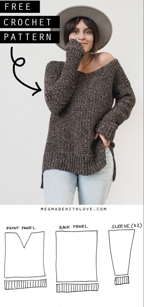 The Home Girl Sweater - Crochet Sweater Pattern — Megmade with Love Crochet Sweater For Mom, Crochet Sweater Looks Like Knit, Asymmetrical Crochet Top Pattern, Pullover Crochet Sweater Pattern Free, Crochet Oversize Sweater Pattern Free, Crochet Boggins Free Pattern, Knit Sweater Beginner Free Pattern, Crochet Sweater Dress Free Pattern, Crochet Sweater In The Round