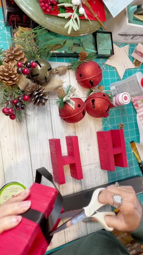 Dollar Tree tumble block (Jenga block) HO HO sign | This was a fun project. Thanks to The Crafty Shopper on YouTube for the instructions. Go check her out. xo Billie | By Made Bayou | Facebook Dollar Tree Jenga Block Crafts Christmas, Diy Jenga Blocks Ideas, Jenga Blocks, Wood Block Crafts, Diy Blocks, Bows Diy Ribbon, Dollar Tree Christmas, Block Craft, Christmas Goodies