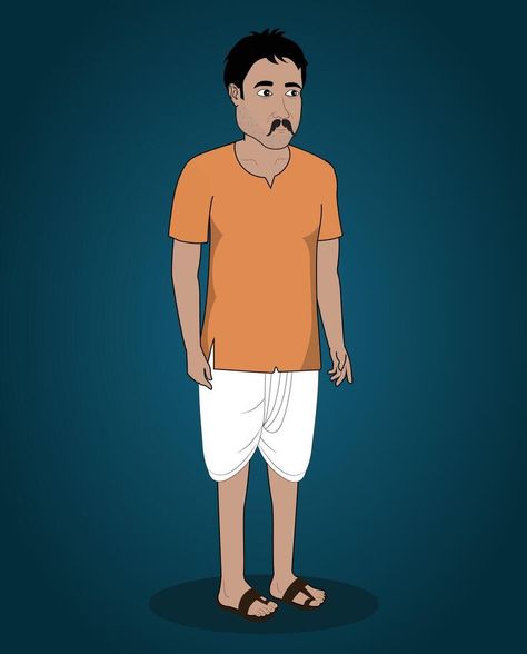 Indian village farmer cartoon character design for 2d animation 2d Animated Characters, Village Man Cartoon Character, Village Character Design, 2d Cartoon Character Design, Farmer Cartoon Character, Village Animation, 2d Animation Characters, Farmer Cartoon, 2d Cartoon Character