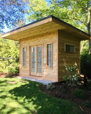 Bunkhouse Ideas Guest Cabin, Guest House Shed, Bunkie Ideas, Shed Guest House, Backyard Guest Houses, Mobile Home Exteriors, Mountain Cabins, Cabin Inspiration, Little House Plans