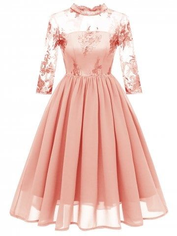 Shop for 2018 High Rise Floral Embroidered Mesh Dress in ORANGE PINK 2XL online at $34.45 and discover other cheap Summer Dresses at Rosegal.com Mobile Winter Cocktail Dress, Office Party Dress, Chiffon Lace Dress, School Dances, Lace Bridesmaid Dresses, Evening Cocktail, Evening Party Dress, Fashion Woman, Chiffon Lace