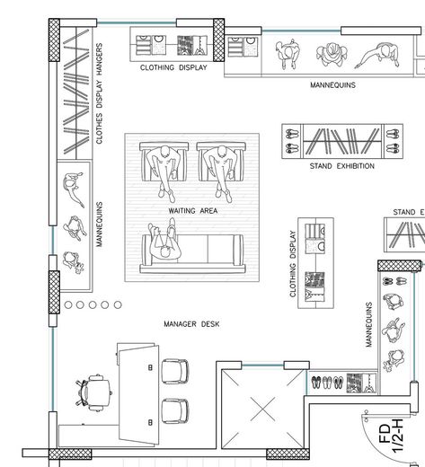 Entry #4 by arqfernandezr for To design 2d interior space & furniture layout by Autocad for ladies fashion atelier | Freelancer Boutique Floor Plan Store Layout, Gold Shop Interior Design, Boutique Floor Plan, Retail Store Layout, Plan Furniture, Fashion Store Design, Store Plan, Drawing Shoes, Fashion Atelier