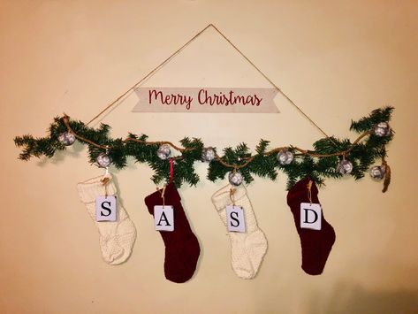 Where To Put Stockings Without Fireplace, Stocking On The Wall, Stockings Hanging On Wall, Stocking Wall Ideas, Hang Stockings On Wall, How To Hang Stockings Without A Mantle, Hanging Stockings On Wall, Hang Stockings Without Fireplace, Where To Hang Stocking With No Fireplace