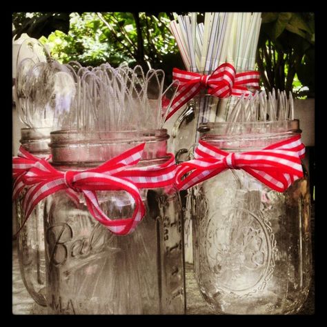 Silverware for our backyard BBQ... Simple & cute Backyard Party Decorations Birthday, Backyard Bbq Party Decorations, Pig Roast Party, Bbq Decorations, Bbq Rehearsal Dinner, Bbq Party Decorations, Backyard Party Decorations, Baby Q Shower, Backyard Bbq Party